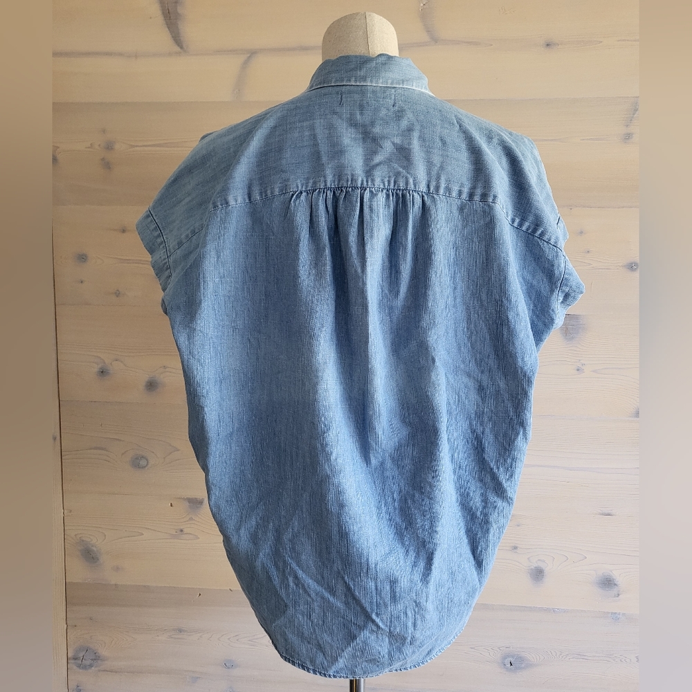 Madewell Central Shirt in Roberta Indigo, Oversize Dolman Chambray Denim XXS - Picture 2 of 6